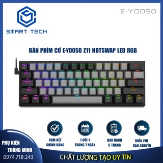 Bàn phím cơ chính hãng e-yooso z11 60% 61 phím có hotswap, dây cáp type c tháo rời