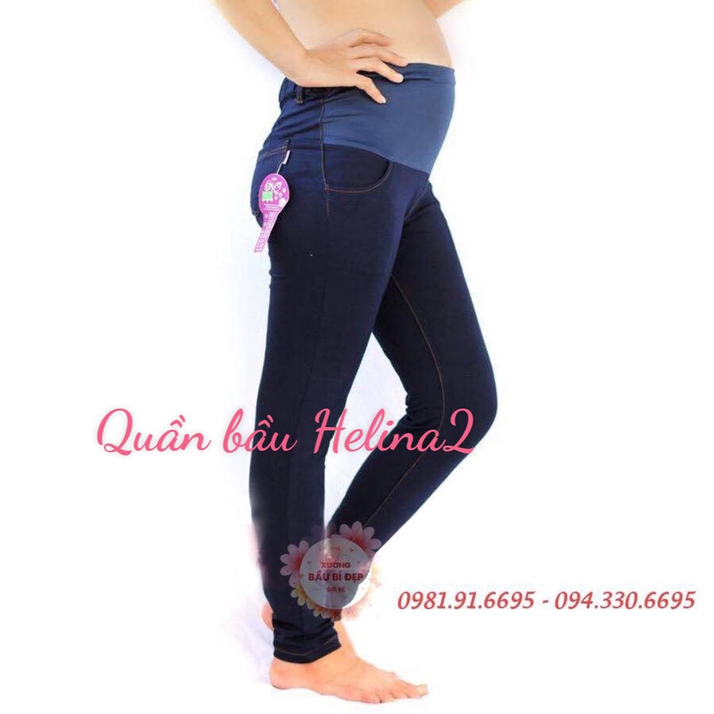 Quần bầu Giả jean có đáp bụng và chun chỉnh tiền lợi- quần legging dài