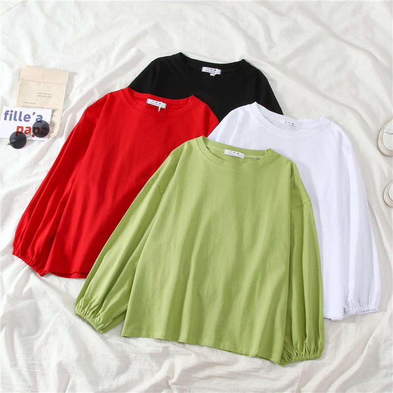 2020 new Korean style loose white top long sleeve T-shirt Women Clothes Tops and Blouse | BigBuy360 - bigbuy360.vn