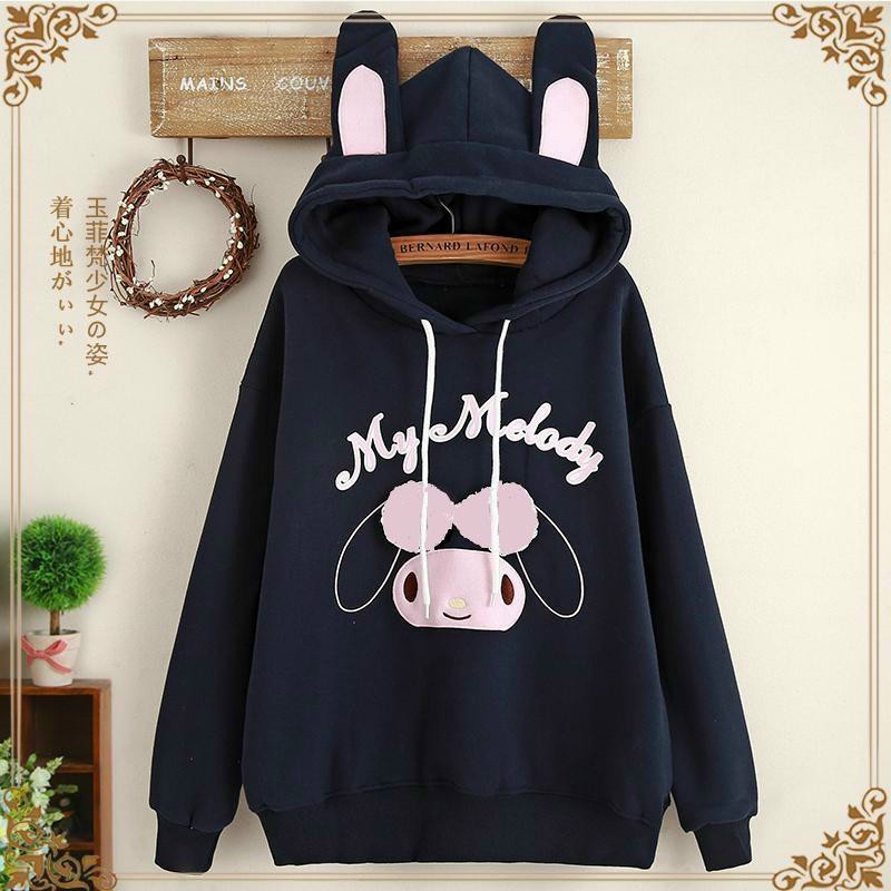 Áo Hoodie Nỉ bông In My Melody Tai Thỏ Siêu Cute