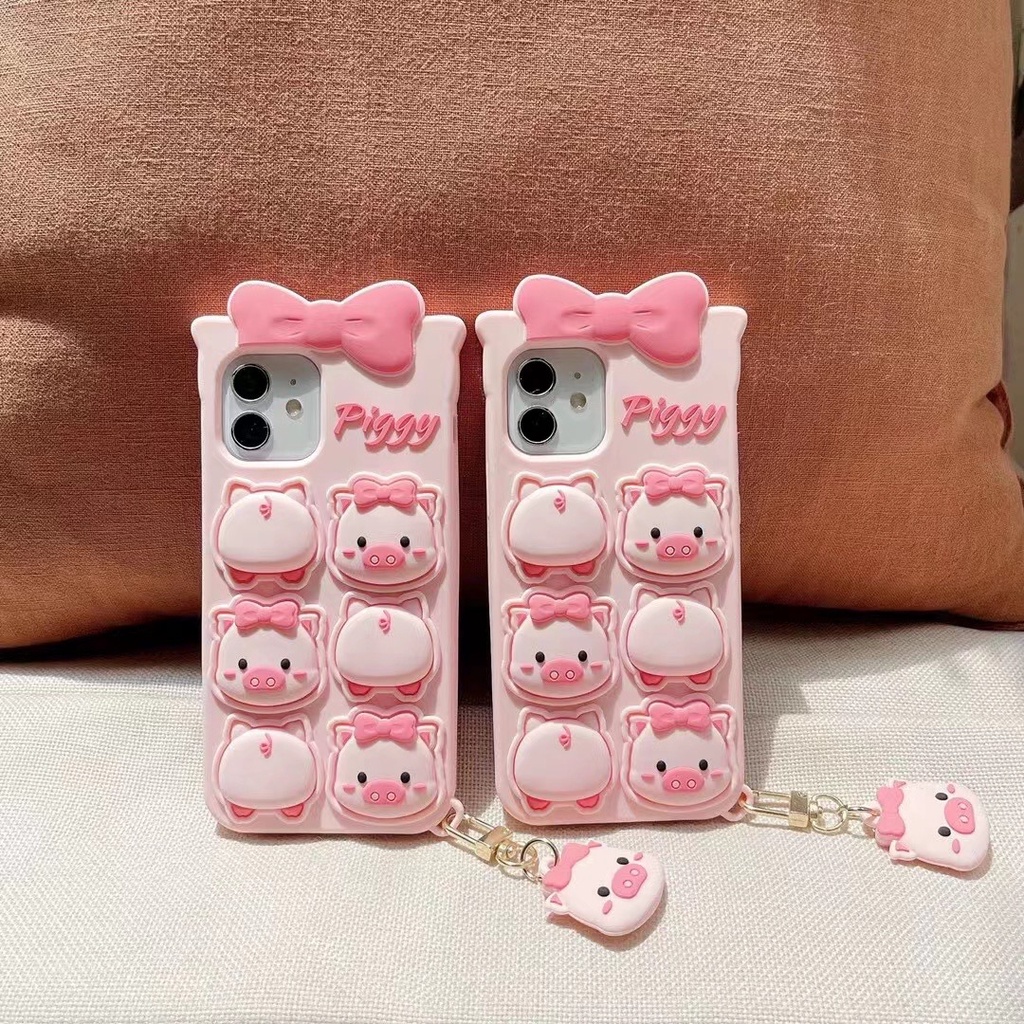 Ốp Điện Thoại Chống Sốc Hình Chú Heo Hồng Cho iPhone 13/12/11 Pro Max/Xr/Xs Max/6/7/8 Plus
