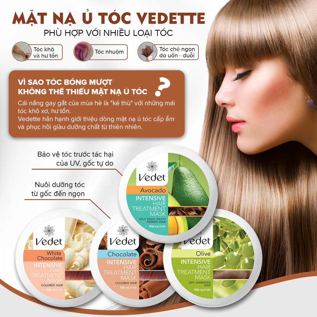 Mặt nạ ủ tóc Vedette - Intensive Hair Treatment Mask 110g (Hũ) hàng loại 1