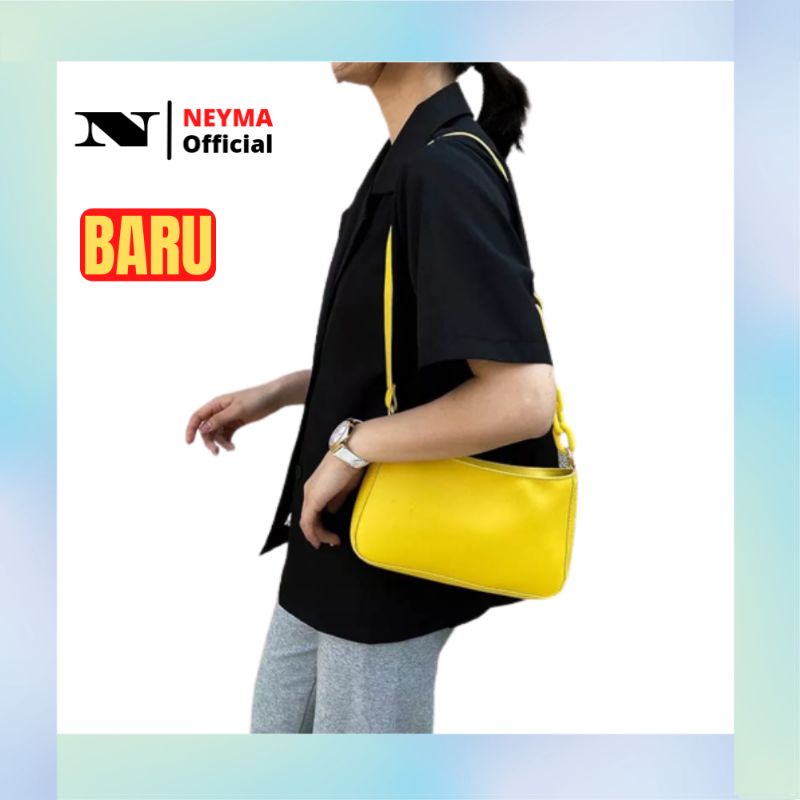 Neyma Túi Đeo Vai Bằng Da Pu Màu Trắng Đen Trơn Kiểu Hàn Quốc Dành Cho Nữ Tuổi Teen