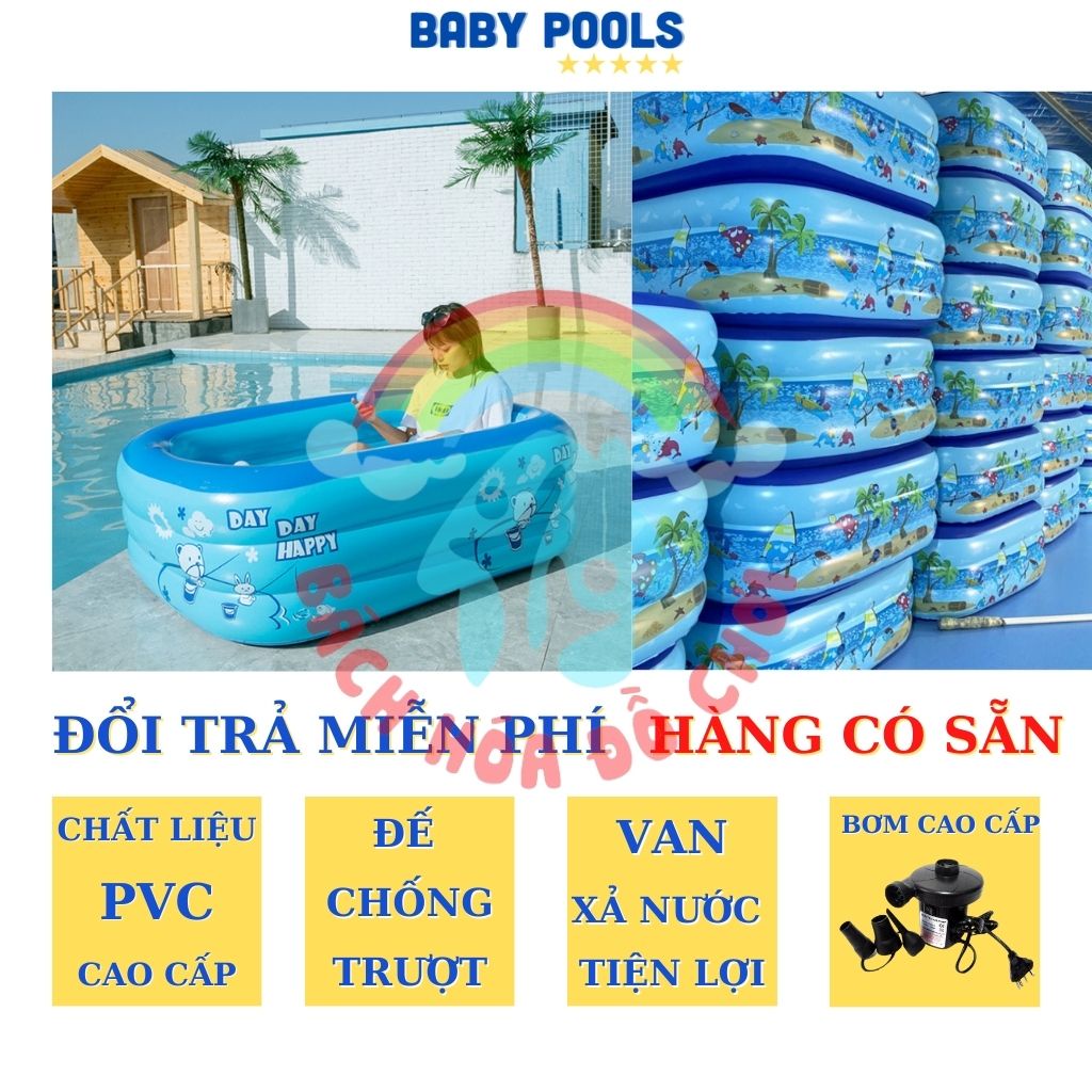 Bể bơi cho bé | Hồ Bơi cho bé kích thước lớn 2m6-3 tầng | Tặng bộ vá phao