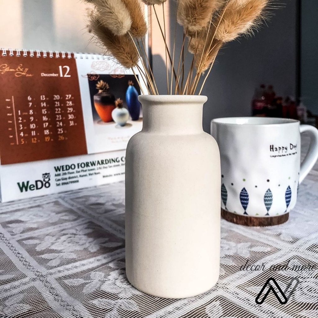 Lọ hoa gốm sứ Bát Tràng, bình gốm cao cấp trang trí nhà cửa decor chụp ảnh