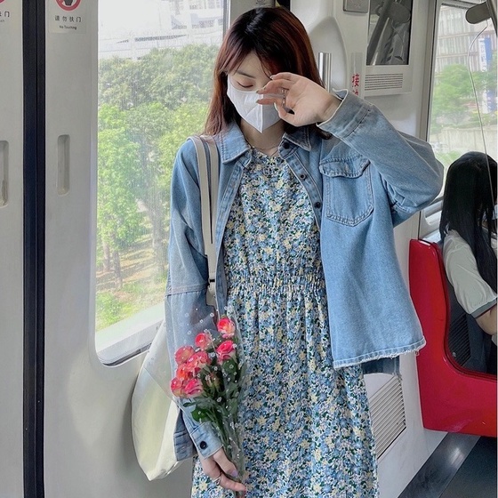 Đầm hoa ZHELIHANGFEI ngắn tay dáng dài xinh xắn thanh lịch cho nữ