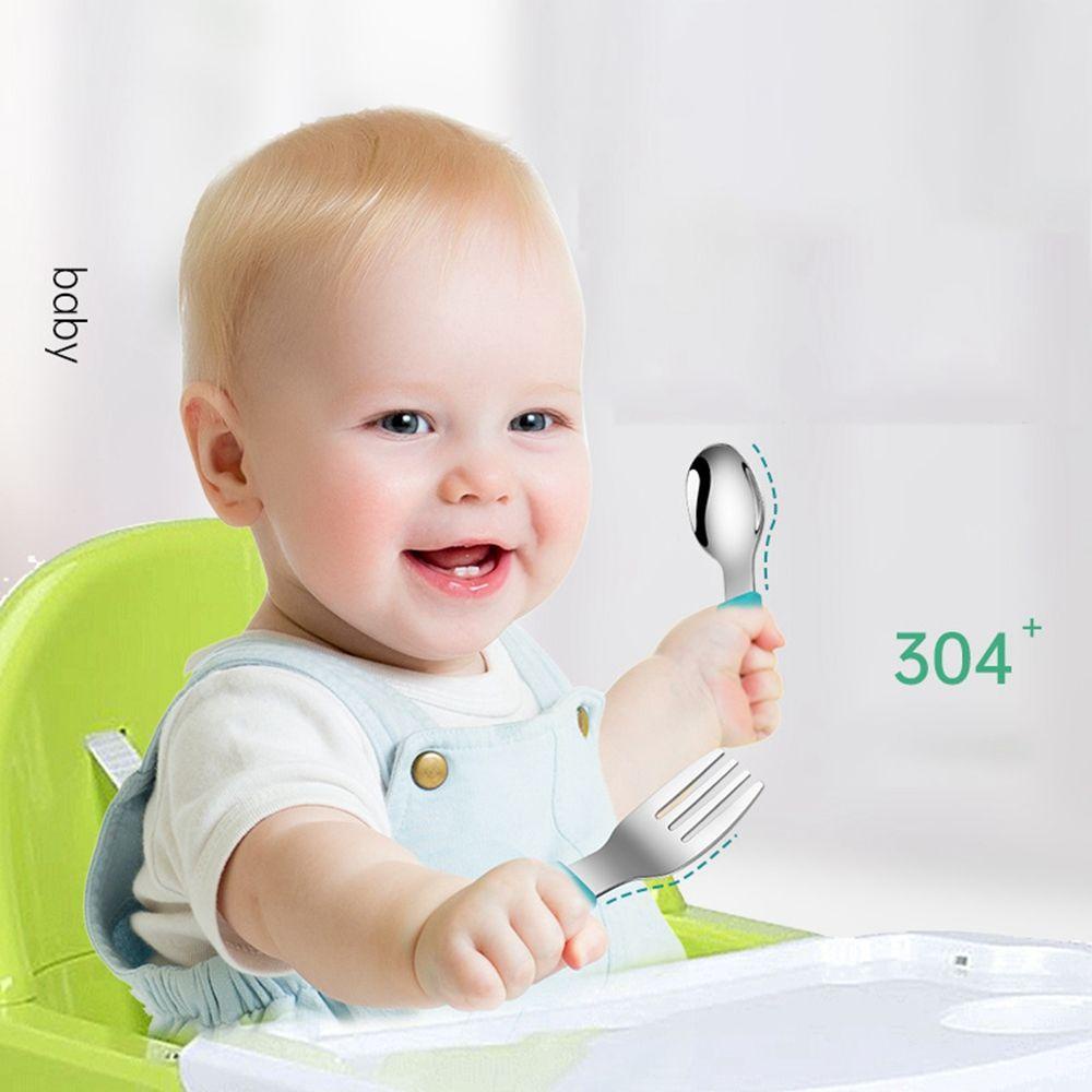 Bộ Muỗng Nĩa Tập Ăn Họa Tiết Hoạt Hình Dễ Thương Cho Bé