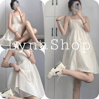 Đầm Trắng Nữ 2 Dây Dập Ly Kèm Lót 🦋 Váy Maxi Nữ Đũi Nhăn Dáng Ngắn 🦋