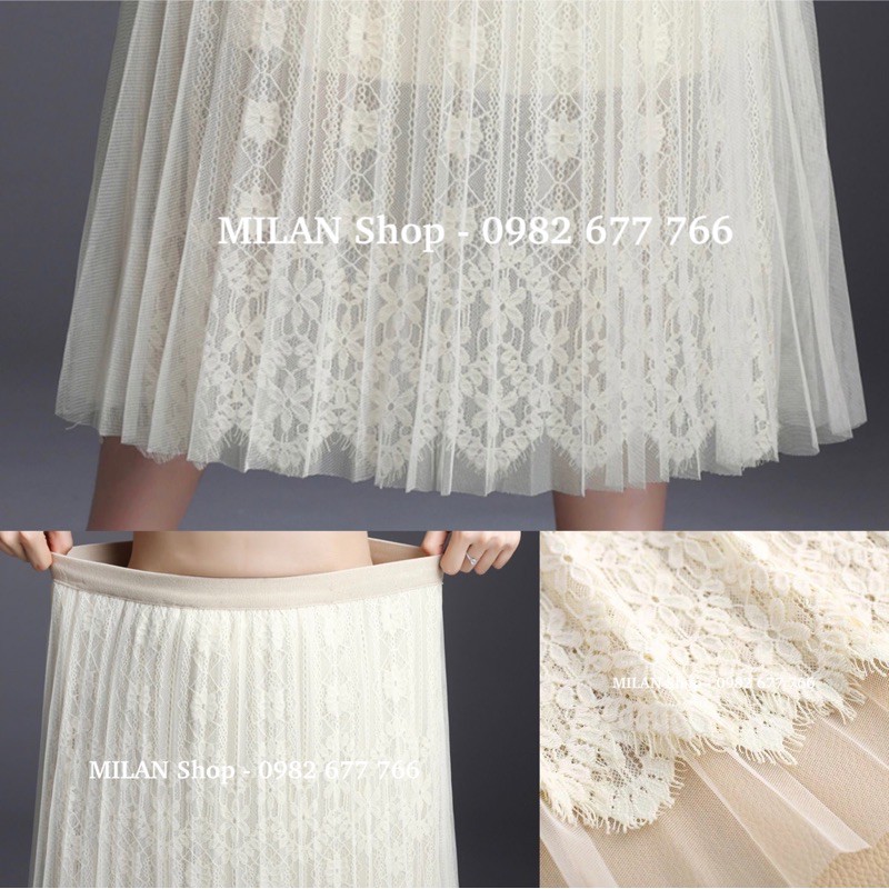 Chân váy xếp ly công chúa phối ren hoa | BigBuy360 - bigbuy360.vn