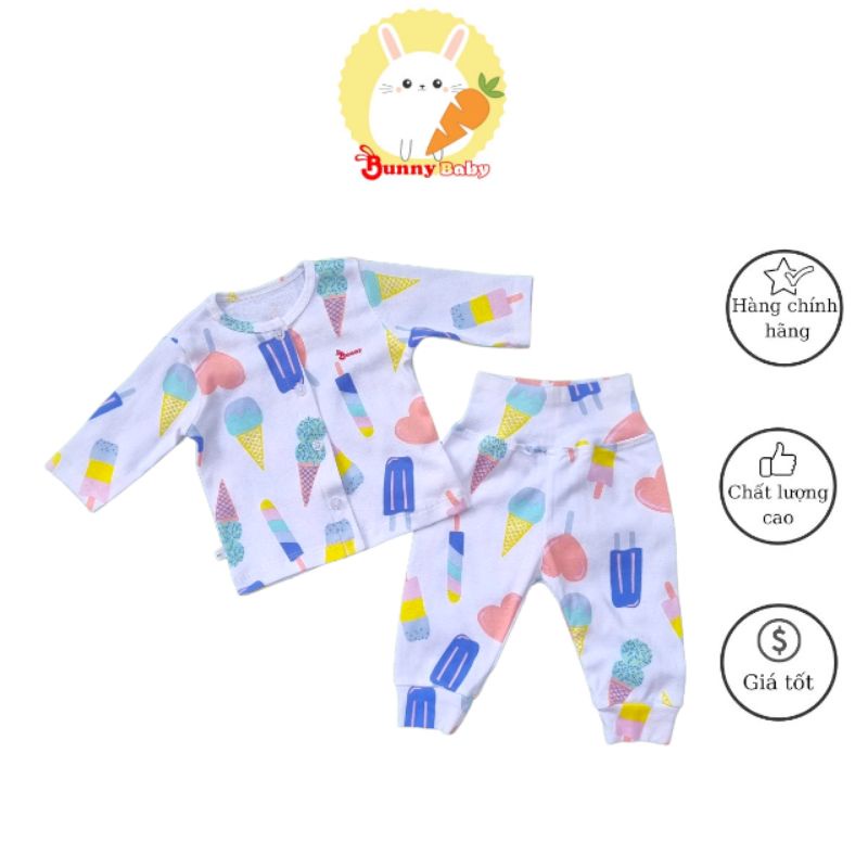 Bunnybaby - Bộ quần áo sơ sinh bé gái Bunny chất cotton Hàn 3-10kg(không bao gồm nón vớ)