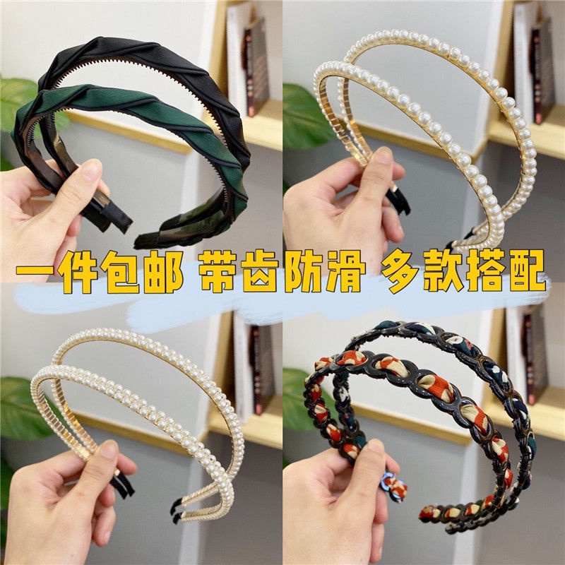 Áo Thun In Hình Thời Trang Năng Động✼Kẹp Tóc Vải Dệt Tay Đính Ngọc Trai Có Răng Chống Trượt Phong Cách Hàn Quốc Cho Nữ
