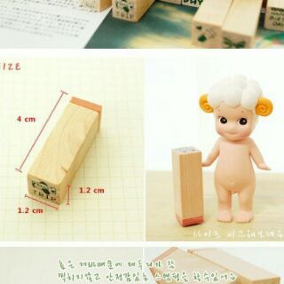 Bộ 25 con dấu gỗ Happy Life (kèm khay mực dấu đỏ 4*4cm)