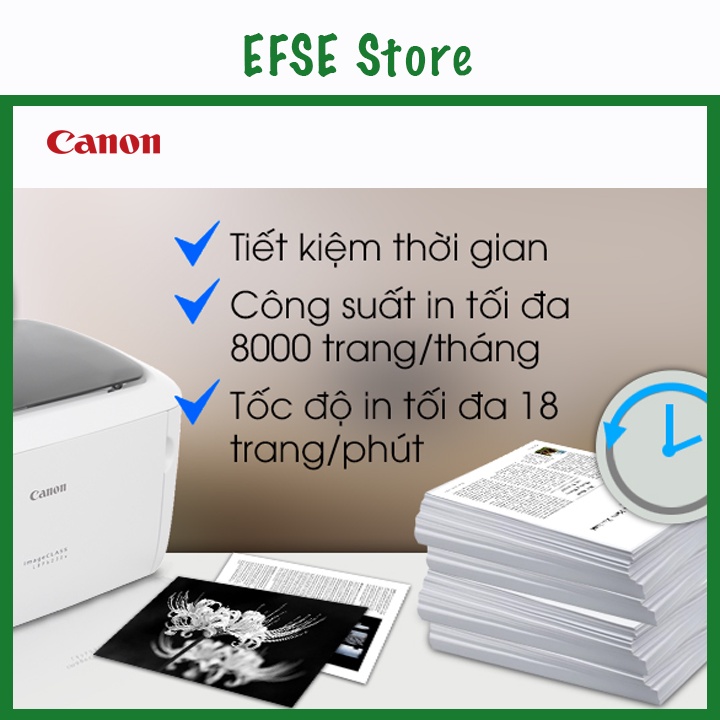 Máy in laser trắng đen Canon LBP6030W - Máy in kết nối không dây Wifi dễ dàng - Chế độ chờ, tắt máy tự động