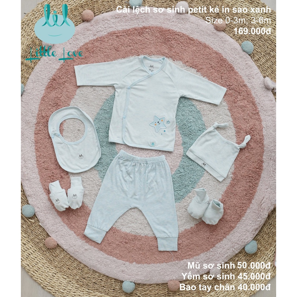 [CHÍNH HÃNG] Bộ sơ sinh cài lệch , body , cúc thẳng dài tay Little Love (Bán rời phụ kiện)