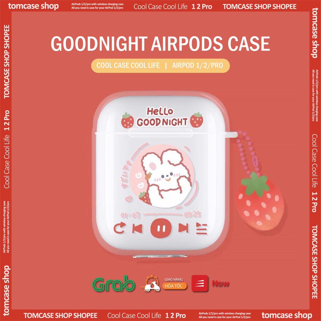 Case Airpod 2/pro ốp trong suốt Tom case, Vỏ Airpods trong in hình dễ thương bảo vệ tai nghe