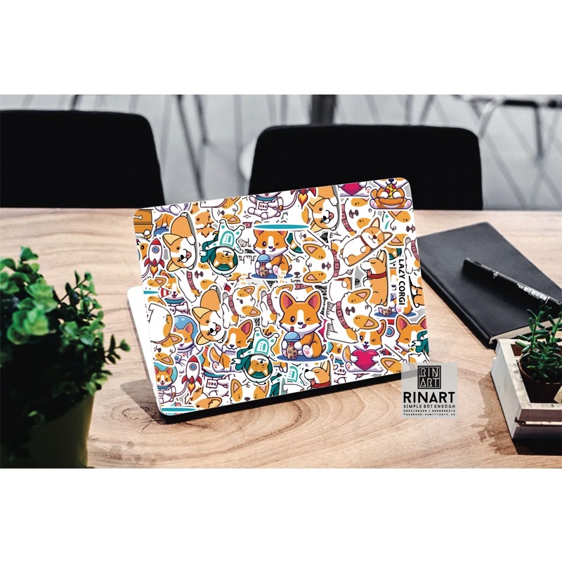 Bộ 100 sticker cún corgi cực kute dùng để trang trí điện thoại di động/ván trượt/vali không để lại dấu keo