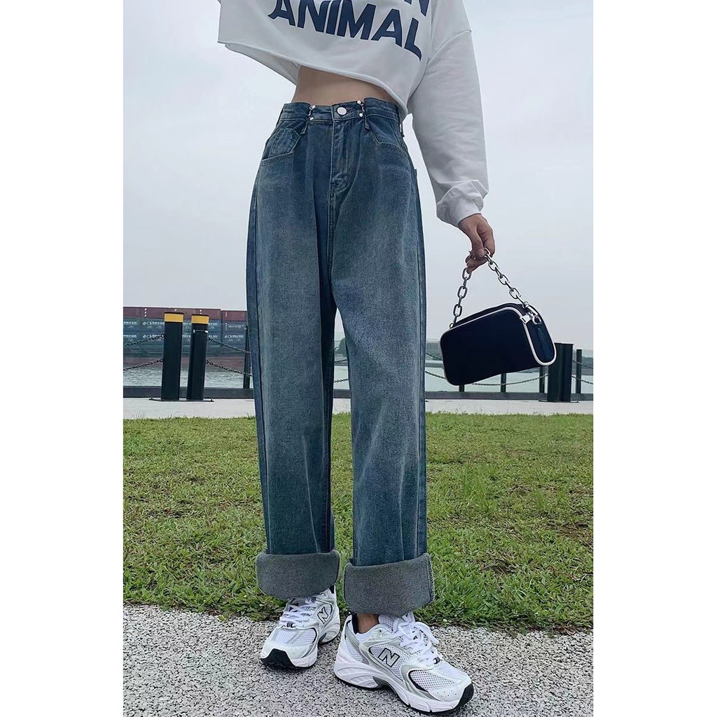 Quần jeans ống rộng MINION CLOTHING cài eo lưng cạp cao Unisex nam nữ Ulzzang chất jean bò cao cấp dày dặn Q5586 | BigBuy360 - bigbuy360.vn