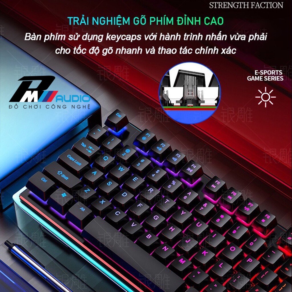 Bàn Phím Máy Tính Kèm Chuột YINDIAO V4 Gaming Có Dây Đèn LED RGB Xuyên Phím Chống Nước-BMVAUDIO