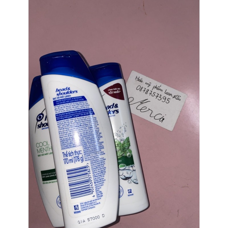 Dầu gội Head & Shoulders Cool Menthol Bạc hà mát lạnh 170ml