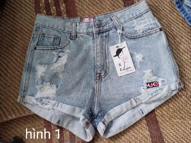 Quần short jeans xắn lai