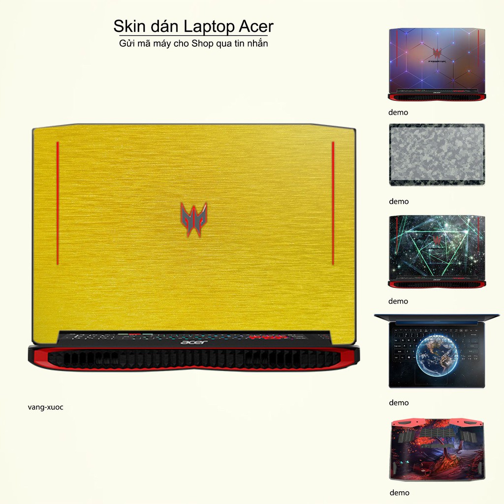 Skin dán Laptop Acer màu vàng xước (inbox mã máy cho Shop)