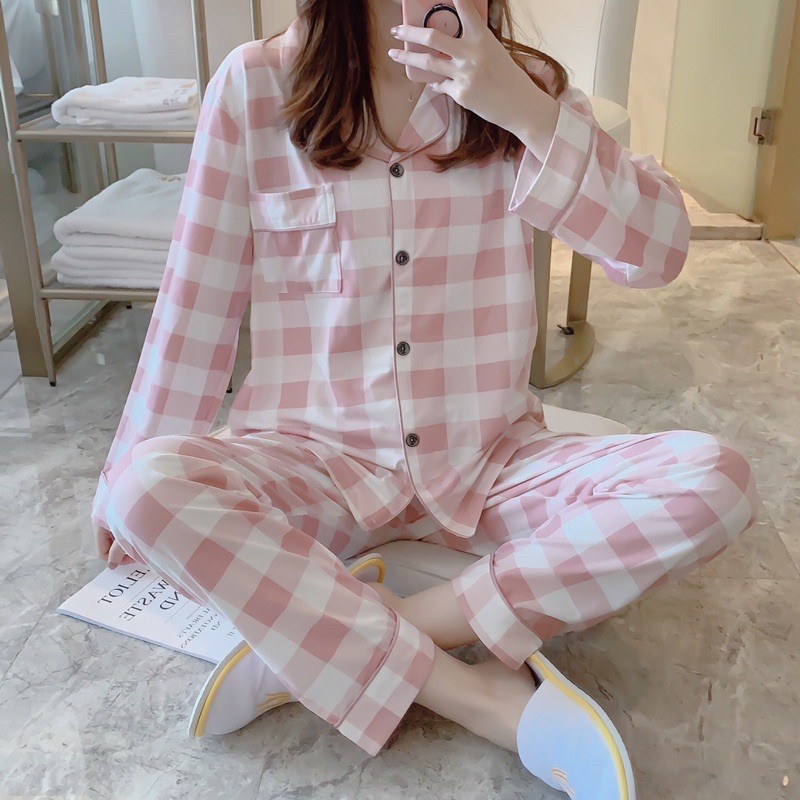 Pijama- Bộ Ngủ Nữ cotton áo dài quần dài DDCP01&lt;br&gt;