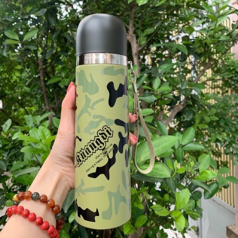 bình lính giữ nhiệt cao cấp nút bấm , giúp giữ nhiệt tốt hơn , 500 ml