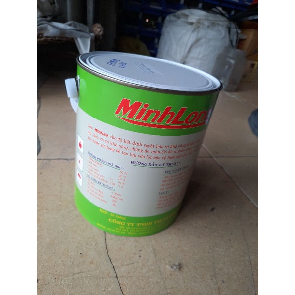 Sơn dầu Bạch Tuyết - Thùng 3kg---Sơn lót xám Minh Long lon 4kg sơn sắt mạ kẽm