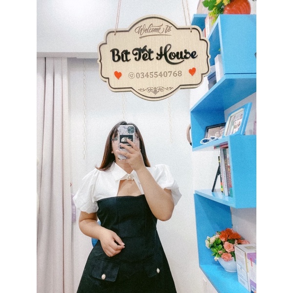 Đầm phối cổ trắng bigsize 60-90kg