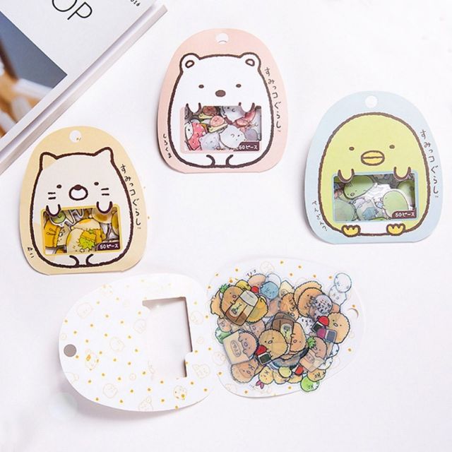 Combo 50 stickers hình gấu động vật ngộ nghĩnh