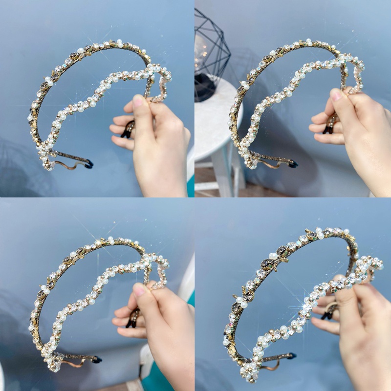 Flgo Băng Đô Đính Đá Ngọc Trai Thời Trang Thanh Lịch Dùng Làm Đạo Cụ Chụp Ảnh Tiệc Tùng