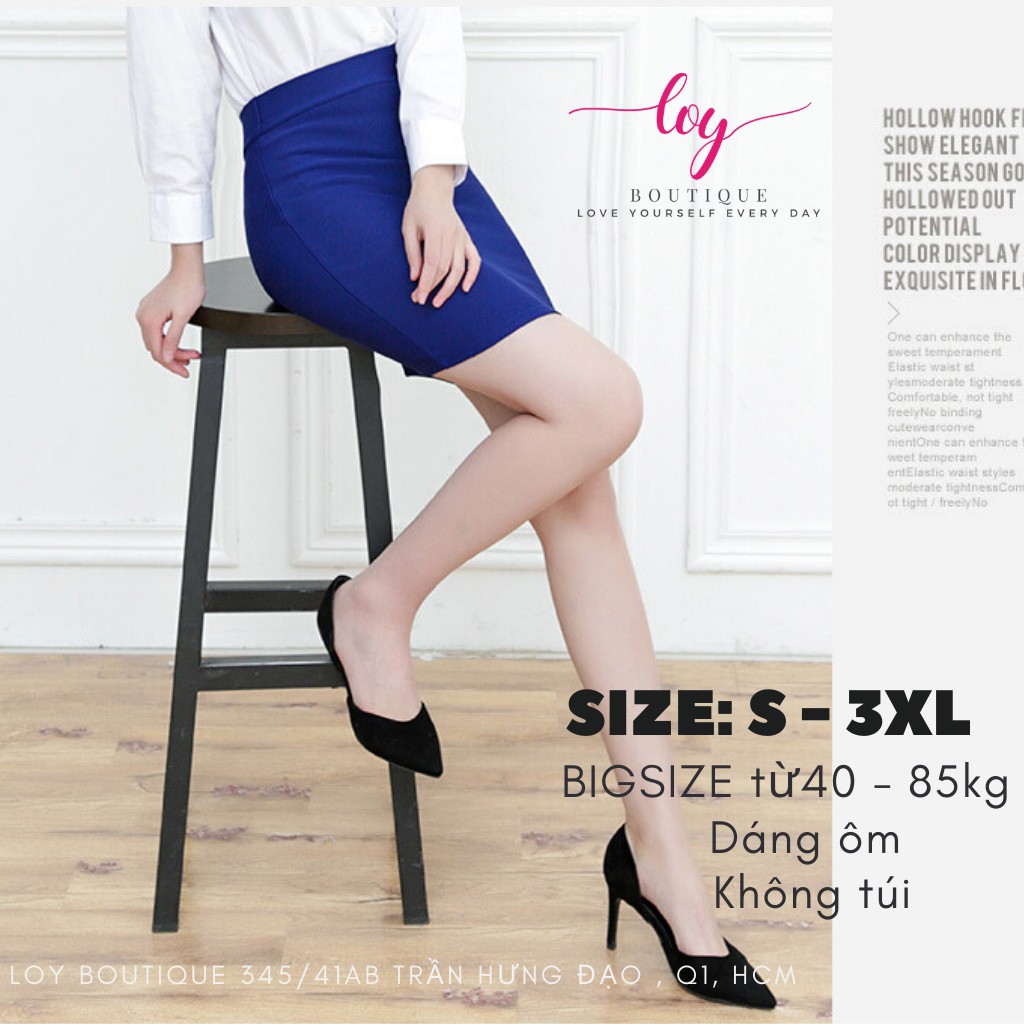 [BIGSIZE S-3XL] Chân váy bút chì công sở - lưng cao - xẻ sau- ôm dáng với 3 màu trơn ấn tượng