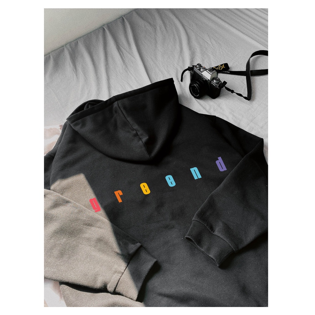 Hoodie GREEND Nỉ Bông Unisex Local Brand Basic Form Rộng Rainbow White/Black HD06