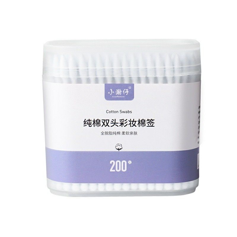 Tăm bông hộp 200 que ngoáy tai,hai đầu bông ráy tai dùng một lần thiết kế đa chức năng tiện dụng.