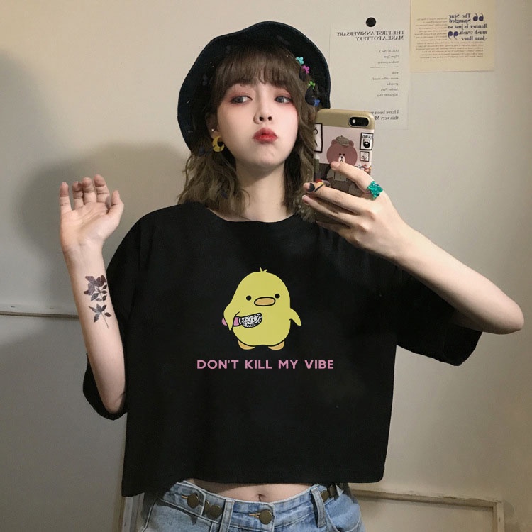 Áo Thun Crotop Form Rộng Unisex Tay Ngắn In Hình DON'T KILL ME VIBE Ulzzang Style Hàn Quốc TTT0176