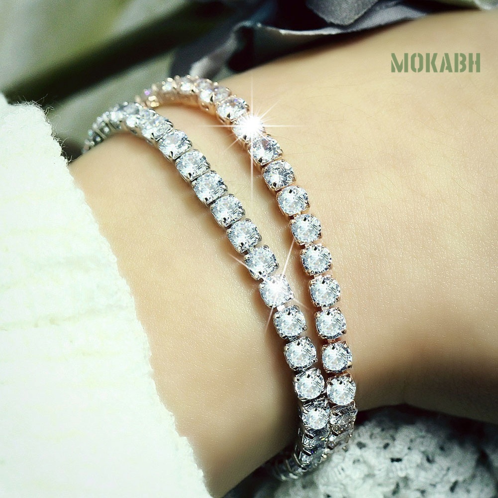 Vòng Tay Đính Đá Zircon Một Hàng Thời Trang Sang Trọng Có Thể Điều Chỉnh Cho Nữ