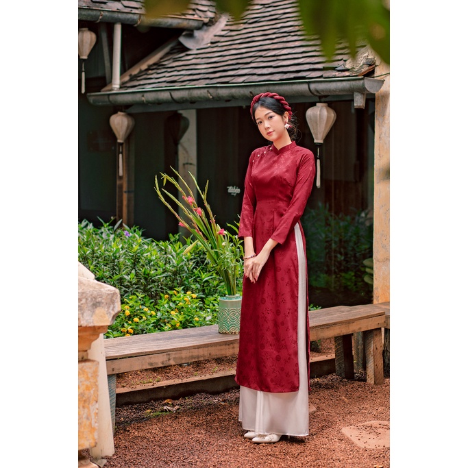 Sumire Store Áo dài Truyền thống Gấm Khuê Gia - Đỏ