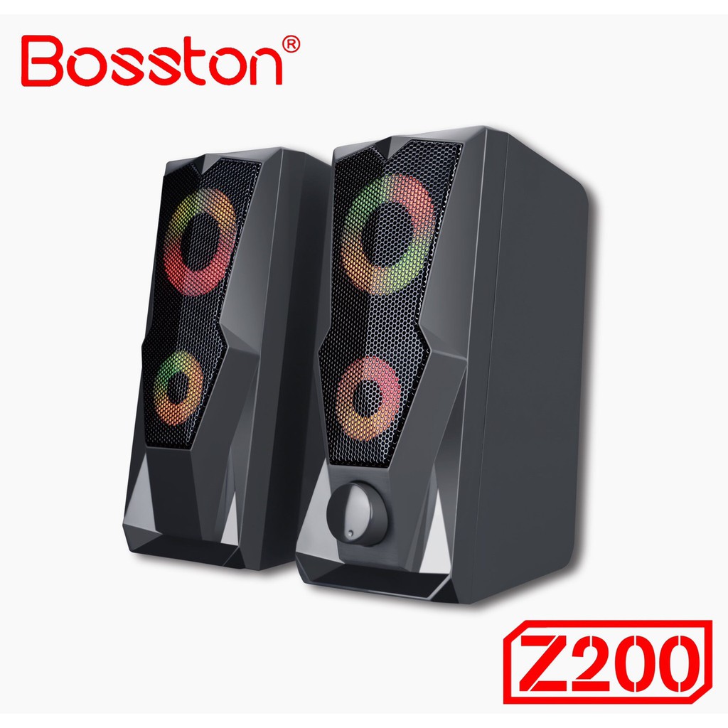 Loa vi tính có dây Bosston Z200 USB 2.0 - Hệ thống LED Cầu Vòng (RGB) - Thiết kế tinh tế - BH 06 Tháng