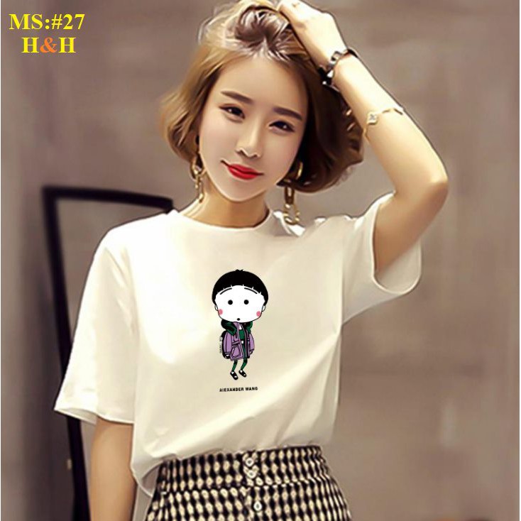 Áo thun nữ màu trắng thời trang chất cotton mát cổ tròn tay ngắn form suông basic model áo phông trắng nữ