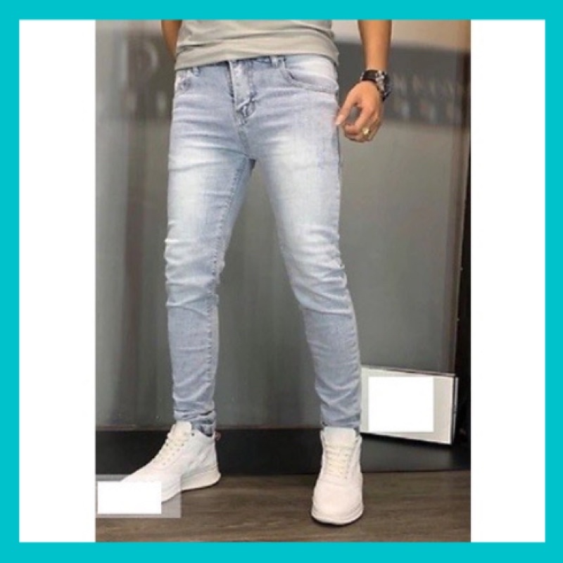 Quần jean nam cao cấp màu xanh nhạt, chất liệu jean mềm, dày dặn, co giãn tốt, chất lượng form dáng như hình hàng chuẩn