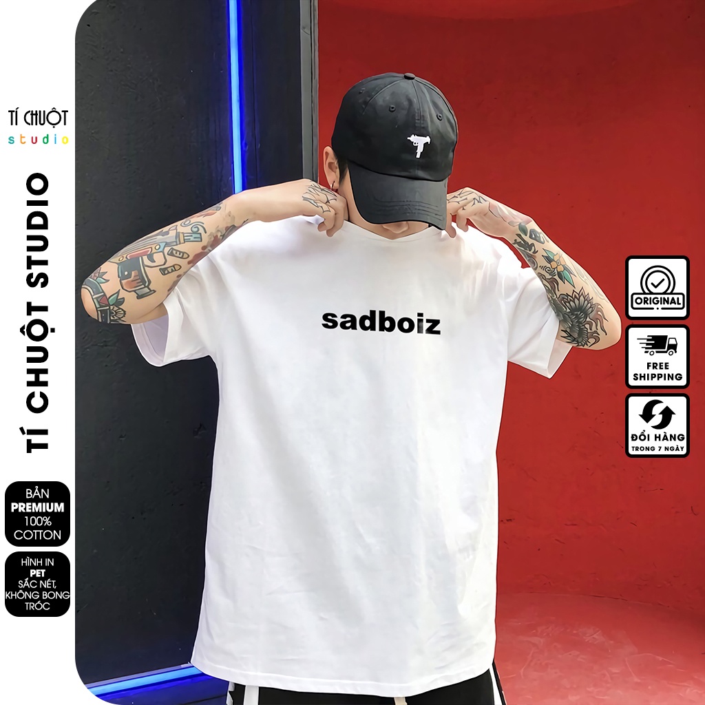 Áo thun sadboiz nam nữ, áo phông unisex phản quang sadboiz tay lỡ form rộng  - Tí Chuột Studio