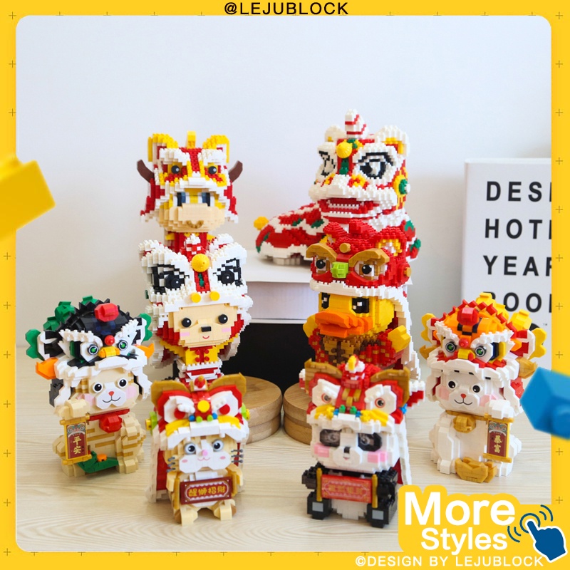 【LEJUBLOCK】khối xây dựng múa lân lễ hội trung quốc cây nanoblock đồ chơi cho trẻ em con mèo may mắn lego Món quà năm mới múa rồng trò chơi lắp hình thần tài nhân vật quà sinh nhật quà cho bạn trai búp bê con heo đất Đôrêmon mô hình gấu trúc