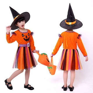 Bộ đồ hóa trang phù thủy bí ngô halloween dành cho bé gái