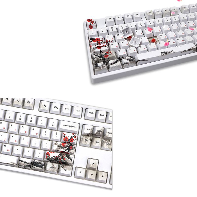 zzz* 5 Sides Dye-Sublimation 108 Keys PBT OEM Profile Keycap Wangjiang Plum Blossom