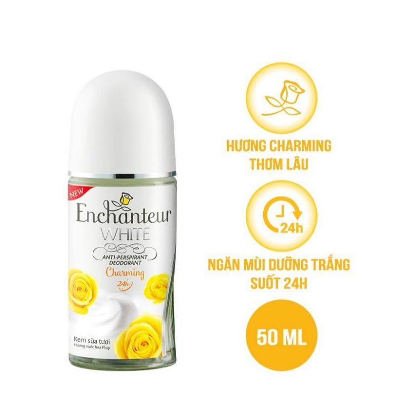 Lăn khử mùi Enchanteur white kem sữa tươi 50ml