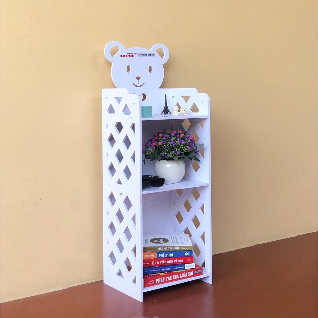 Tủ kệ đầu giường trang trí nhà chất liệu gỗ PVC mầu trắng sang trọng lịch thiệp