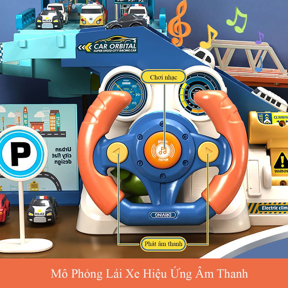 Đồ chơi trẻ em đường đua ô tô cao cấp kết hợp vô lăng âm nhạc sống động. Bộ đồ chơi mang lại nhiều cảm xúc mới lạ cho bé