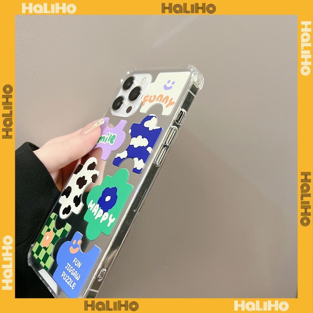 iPhone Case Acrylic HD Mirror Laser Airbag Shockproof Protection Camera Cute Puzzle Compatible For iPhone 11 iPhone 13 Pro Max iPhone 12 Pro Max iPhone 7 Plus iPhone xr xs max