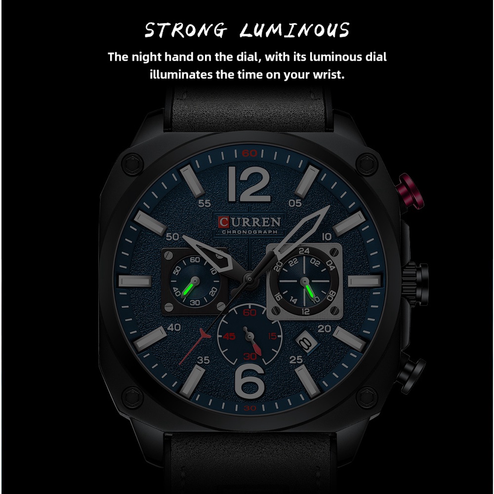 Đồng hồ CURREN 8398B chống nước phát quang màu xanh lá sang trọng thời trang cho nam | BigBuy360 - bigbuy360.vn
