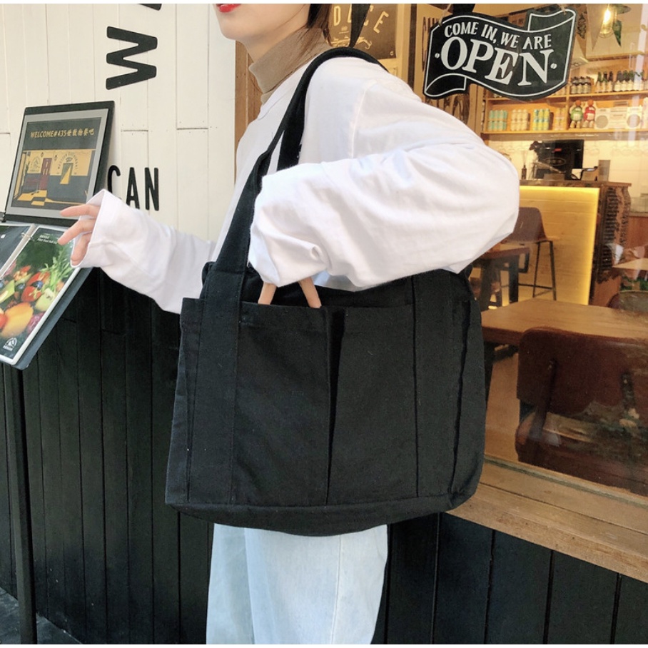 T300-301/Túi xách túi tote bằng vải canvas thiết kế thời trang Hàn Quốc chuyên đựng laptop dành cho nữ